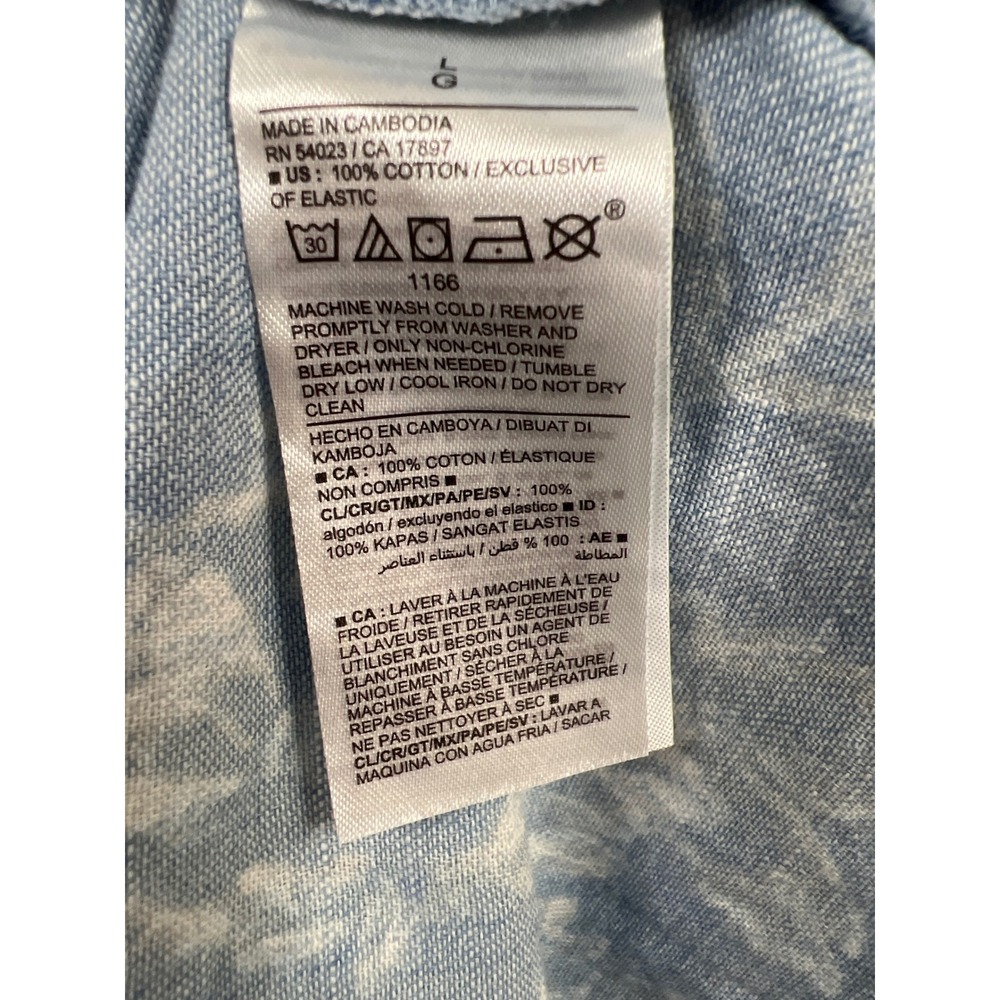 Old Navy Floral Midi Dress Women Large Blue Chambray Tiered Smocked Sundress New - Picture 5 of 10